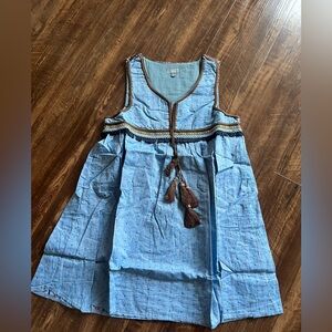 NWT Vizio Blue Sleeveless Boho Dress with Tassel Detail Small